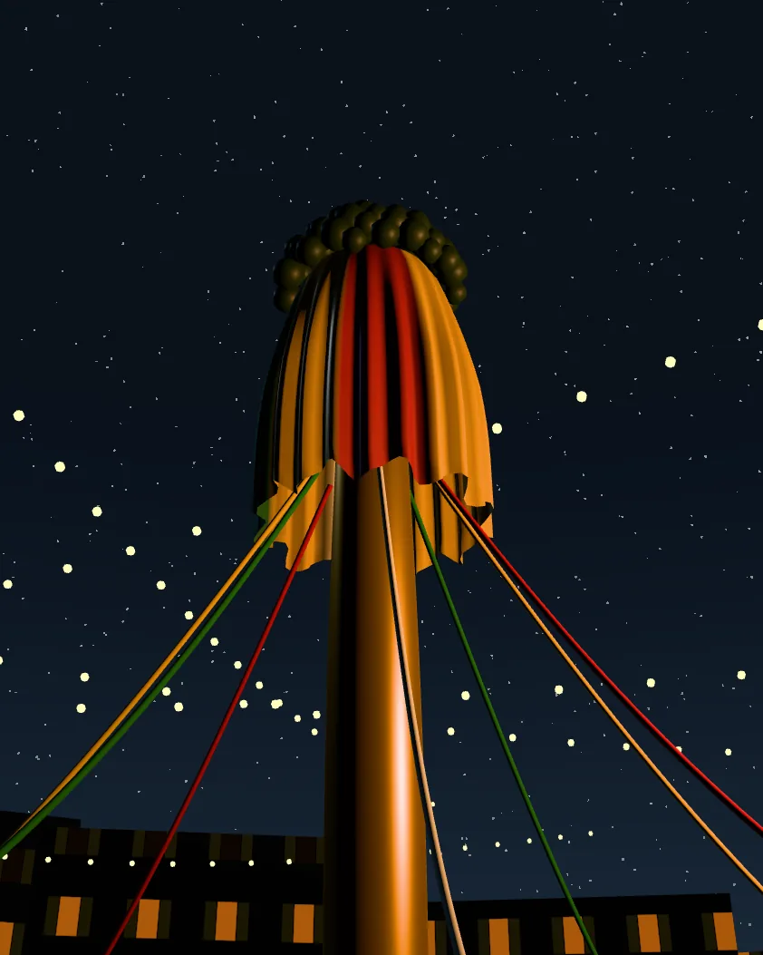 Anteprima AR: il candeliere dei Massai inquadrato durante la Faradda (rendering concept)